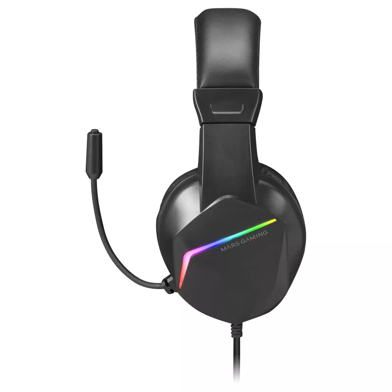 Mars Gaming MH122 Juoda, FRGB Over Ear Gaming Headset su Microphone, HiFi Sound, Sound Cancellation, Ultra Lightweight, PS4 PS5 Xbox Switch Tablet Windows Mac