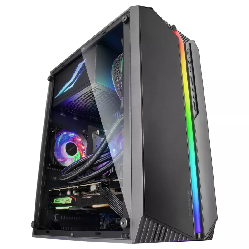 Mars Gaming MC-S1 Juoda Compact Micro-ATX Gaming PC Case ARGB Lighting 12 Modes FRGB Fan Full Side Window