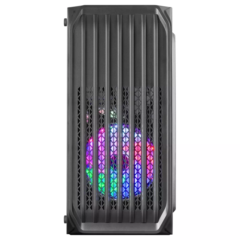 Mars Gaming MC-S2 Juodas Kompaktiškas Micro-ATX Žaidimų Kompiuterio Korpusas su 2 FRGB Vaivorykštiniais Ventiliatoriais, Priekinėmis Grotelėmis ir Visišku Šoniniu Langu