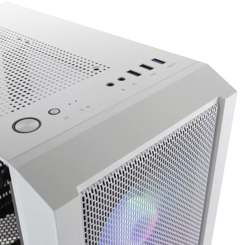Mars Gaming MC-C White PC ATX korpusas, metalinio tinklelio priekinis skydelis, grūdinto stiklo langas, 3 priekiniai FRGB 120 mm ventiliatoriai