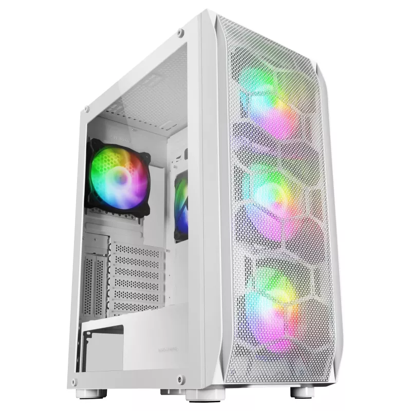 Mars Gaming MC-KX White Premium E-ATX Gaming Tower FREEZER CPU System 5 Ultra-quiet ARGB Fans ARGB valdiklis and RF valdiklis Mesh Front