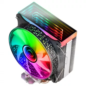 Mars Gaming MCPU-VR juodas procesoriaus aušintuvas su dvigubu begalybės veidrodžio ARGB efektu, 4 HCT šilumos vamzdeliais, 180 W TDP, itin tyliu 12 cm PWM ventiliatoriumi