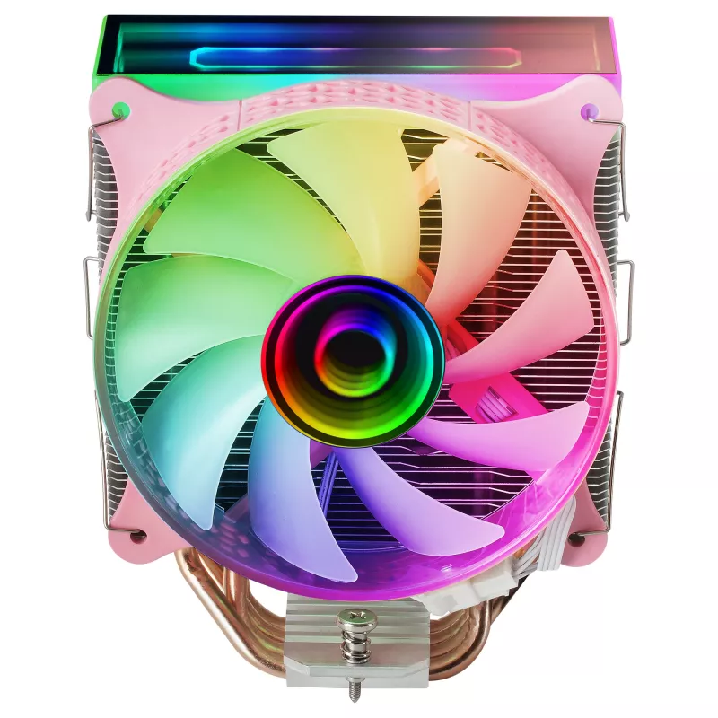 Mars Gaming MCPU-VR Pink CPU Heatsink Dual Infinity Mirror ARGB 4 HCT Heatpipes 180W TDP Ultra-quiet PWM 12cm Fan