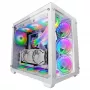 Mars Gaming MCV3 White Custom XXL E-ATX Gaming Tower Front and Side Tempered Glass Window Dual Chamber Modular Frame