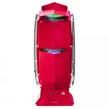 Mars Gaming MCORB Red Micro-ATX XL Gaming PC Case Custom Circular Design Double Tempered Glass