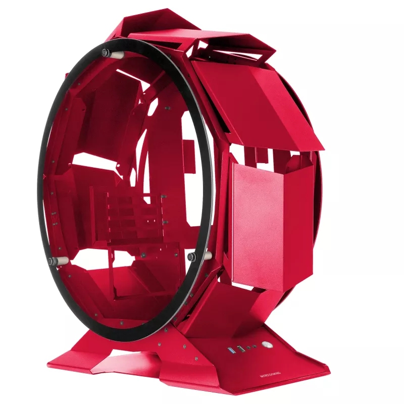 Mars Gaming MCORB Red Micro-ATX XL Gaming PC Case Custom Circular Design Double Tempered Glass