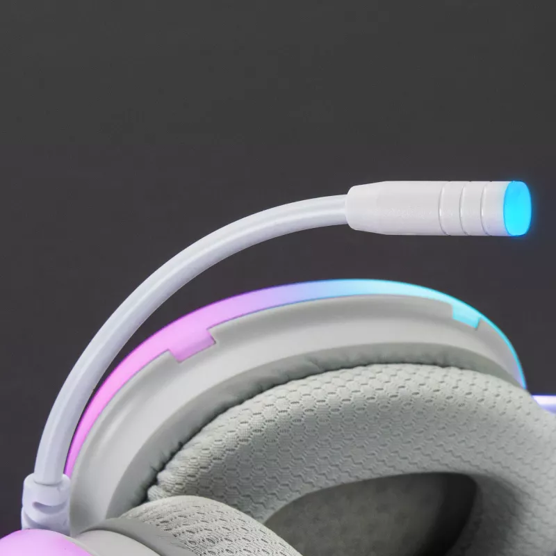 Mars Gaming MH-GLOW White 360° Full Chroma RGB Flow Headset Noise Cancelling Microphone Ultra-Lightweight Design Mempory-Foam Earpads Universal Compatibility
