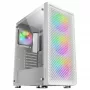 Mars Gaming MC-F White, ATX žaidimų pusiau bokštas, pilnas grūdinto stiklo langas, metalo tinklelio priekis, 4x 120 mm ARGB ventiliatoriai