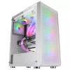 Mars Gaming MC-F White, ATX žaidimų pusiau bokštas, pilnas grūdinto stiklo langas, metalo tinklelio priekis, 4x 120 mm ARGB ventiliatoriai