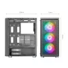 Mars Gaming MC-F White, ATX žaidimų pusiau bokštas, pilnas grūdinto stiklo langas, metalo tinklelio priekis, 4x 120 mm ARGB ventiliatoriai