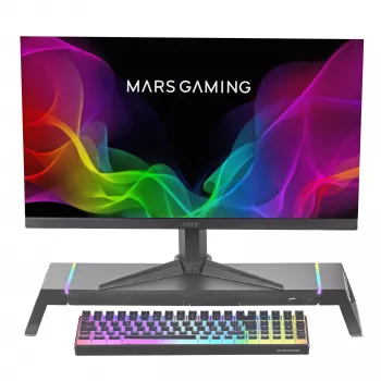 Mars Gaming MGS-ONE Juoda Chroma RGB monitoriaus stovas reguliuojamo dydžio išmaniojo telefono ir planšetės laikiklis priekinis USB 2.0