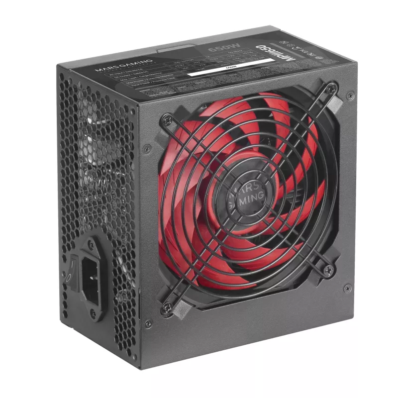 Mars Gaming MPIII650 PC ATX 650W maitinimo blokas 5 metų garantija Tylus AI-RPM technologija 85% efektyvumas Juodas
