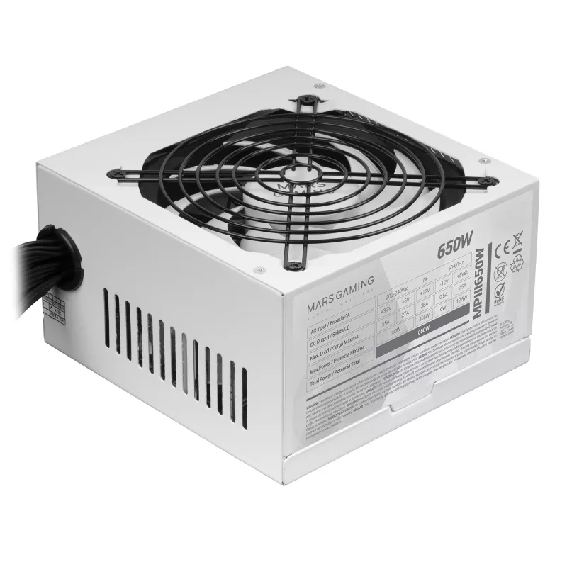 Mars Gaming MPIII650 maitinimo blokas 650 W 20+4 kontaktų ATX ATX baltas