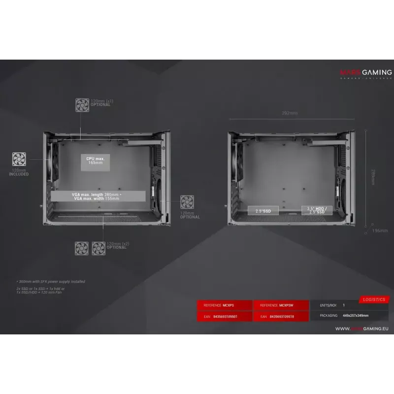 Kompiuterio korpusas Mars Gaming MCXPSW mATX baltas
