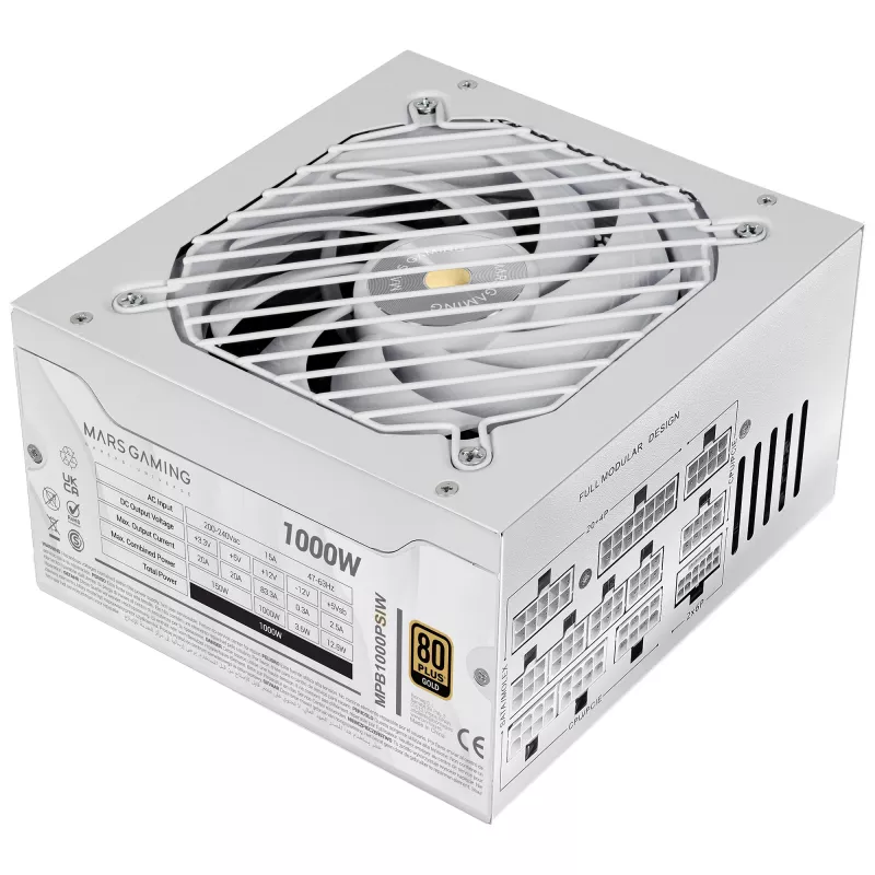 Mars Gaming MPB1000PSIW maitinimo blokas 1000 W 24 kontaktų ATX ATX Baltas