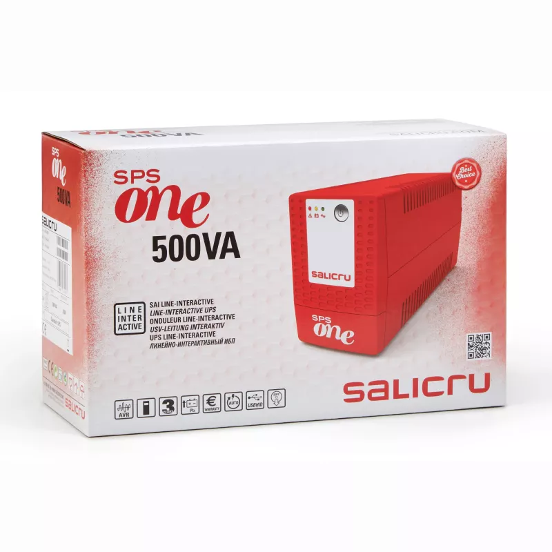 Salicru SPS 500 ONE, Line-Interactive, 0,5 kVA, 240 W, sinusinė, 162 V, 290 V