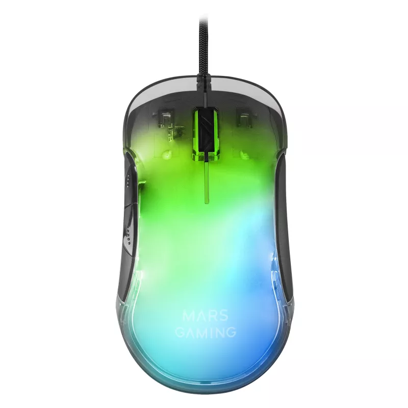 Mars Gaming MMGLOW žaidimų pelė RGB Chroma-Glow veidrodinė apdaila 12800 DPI juoda
