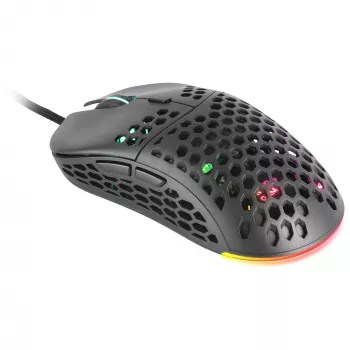 Mars Gaming MM55 Juoda RGB Chroma Gaming pelė Ultra-lightweight 55g 12800 DPI HUANO Mechanical Switches