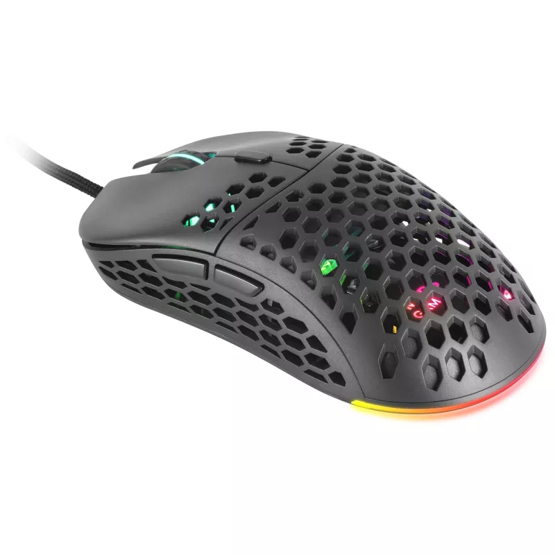 Mars Gaming MM55 Juoda RGB Chroma Gaming pelė Ultra-lightweight 55g 12800 DPI HUANO Mechanical Switches