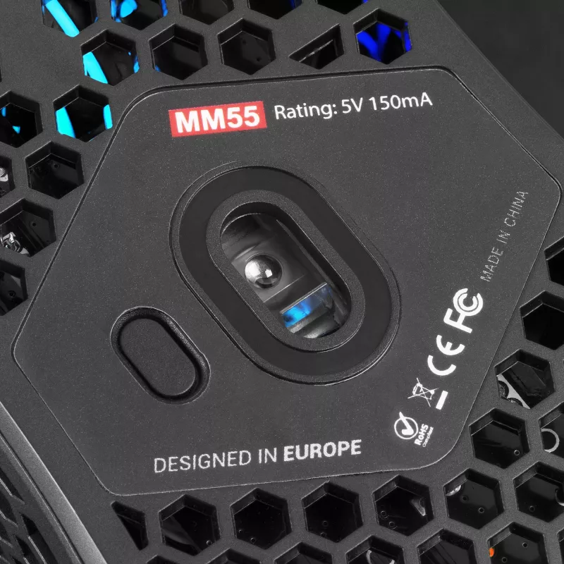 Mars Gaming MM55 Juoda RGB Chroma Gaming pelė Ultra-lightweight 55g 12800 DPI HUANO Mechanical Switches