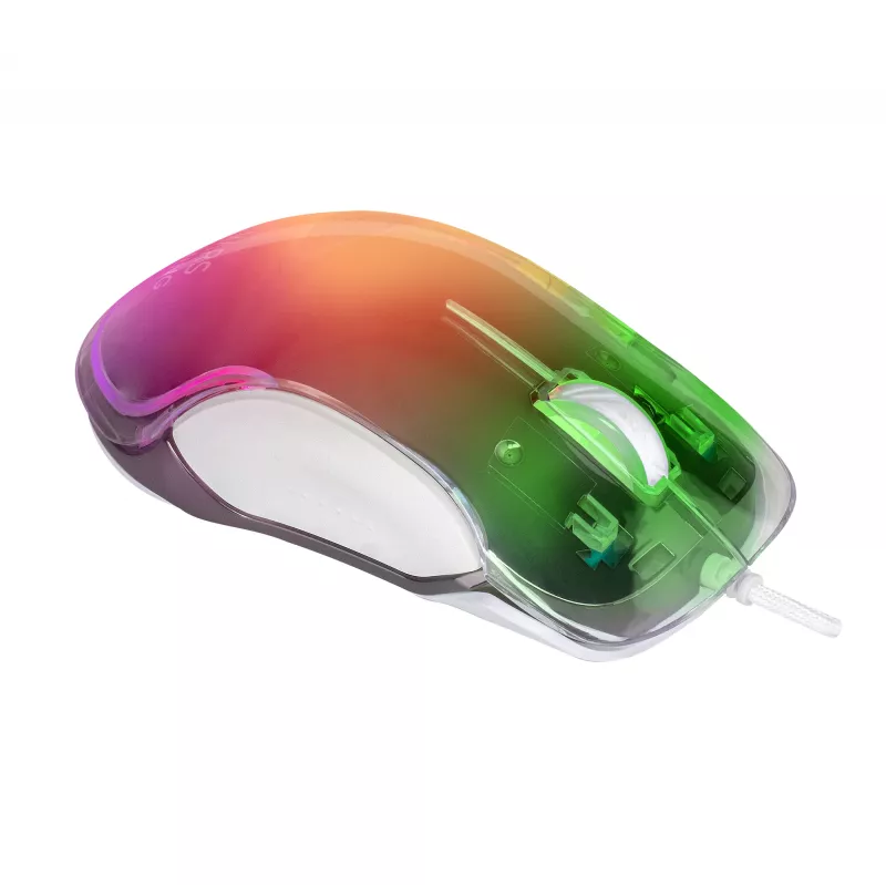 Mars Gaming MMGLOW Chroma-Glow RGB žaidimų pelė veidrodinė apdaila itin lengva 12800 DPI balta
