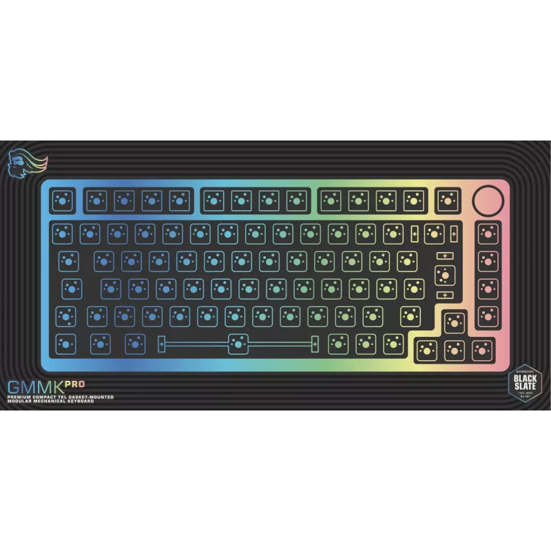 Klaviatūros plikas korpusas GLORIOUS GMMK Pro — 75% aliuminio korpusas, juodas, 332×135×32 mm, 1,5 kg