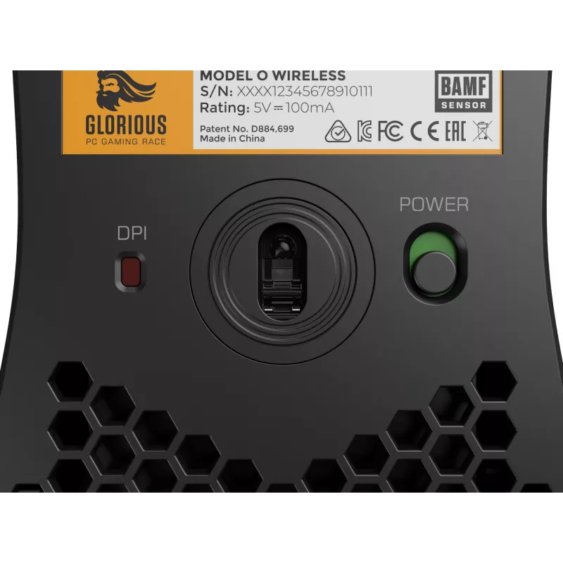 Glorious Gaming Glorious Model O Wireless - Matinė juoda, Dešiniarankė, Optinė, Belaidis RF, 19000 DPI, 1 ms, Juoda