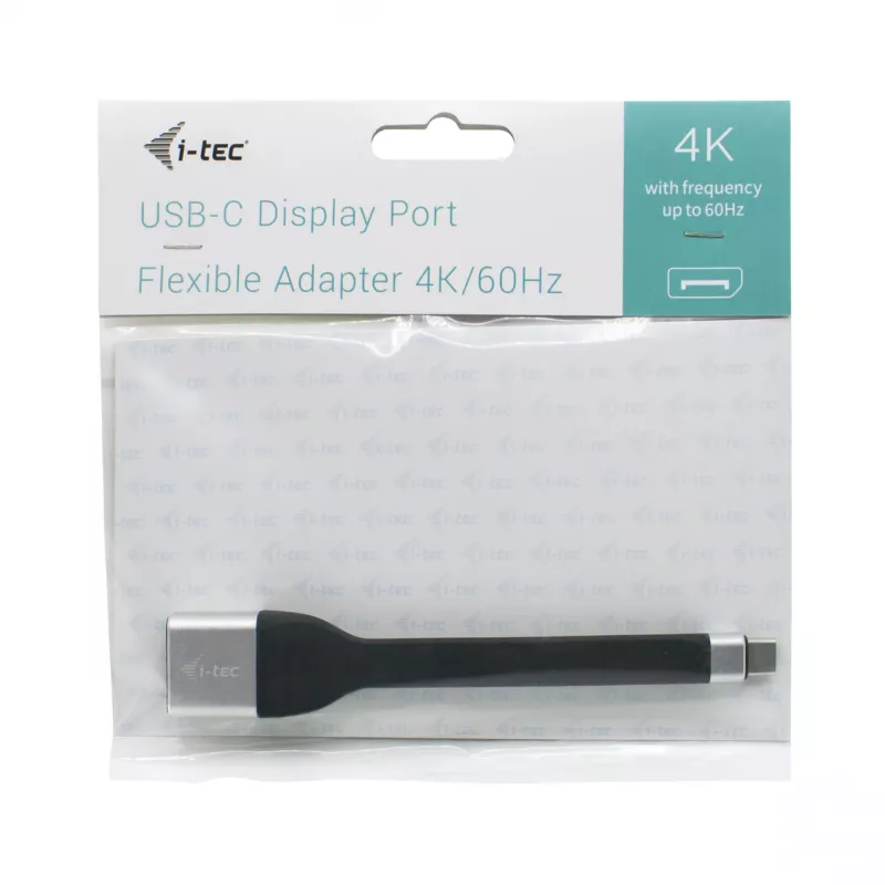 ITEC USB-C į DisplayPort adapteris i-tec USB-C plokščias DP Adapter 4K/60 Hz, 0,11 m kabelis, juodas