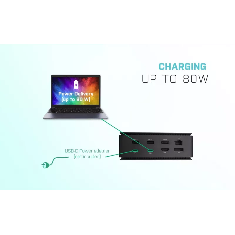 i-tec Metal USB4 dokinimo stotelė Dual 4K HDMI DP su maitinimo tiekimu 80 W + universalus įkroviklis 100 W
