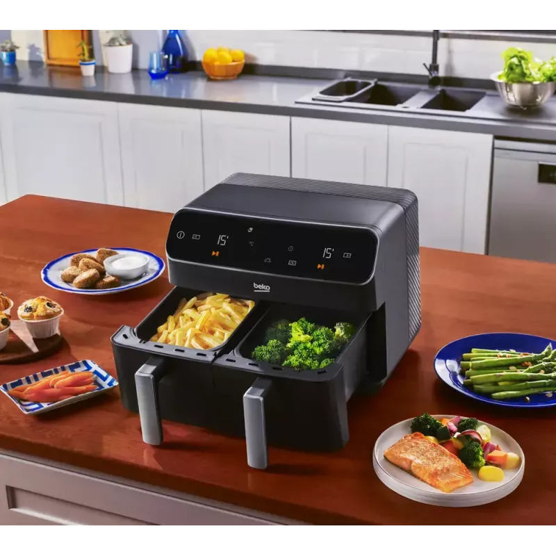 Karšto oro gruzdintuvė Beko FRL5388B ExpertFry 8,5 l 2400 W juoda, jutiklinis valdymas