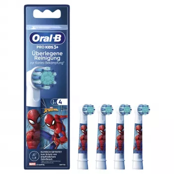 Pakaitiniai dantų šepetėlių antgaliai BRAUN Oral‑B Spiderman 4 vnt., suderinami su Oral‑B rankenomis, modelis 014052