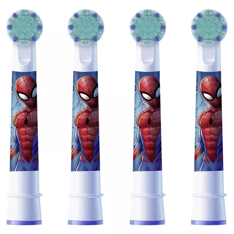 Pakaitiniai dantų šepetėlių antgaliai BRAUN Oral‑B Spiderman 4 vnt., suderinami su Oral‑B rankenomis, modelis 014052