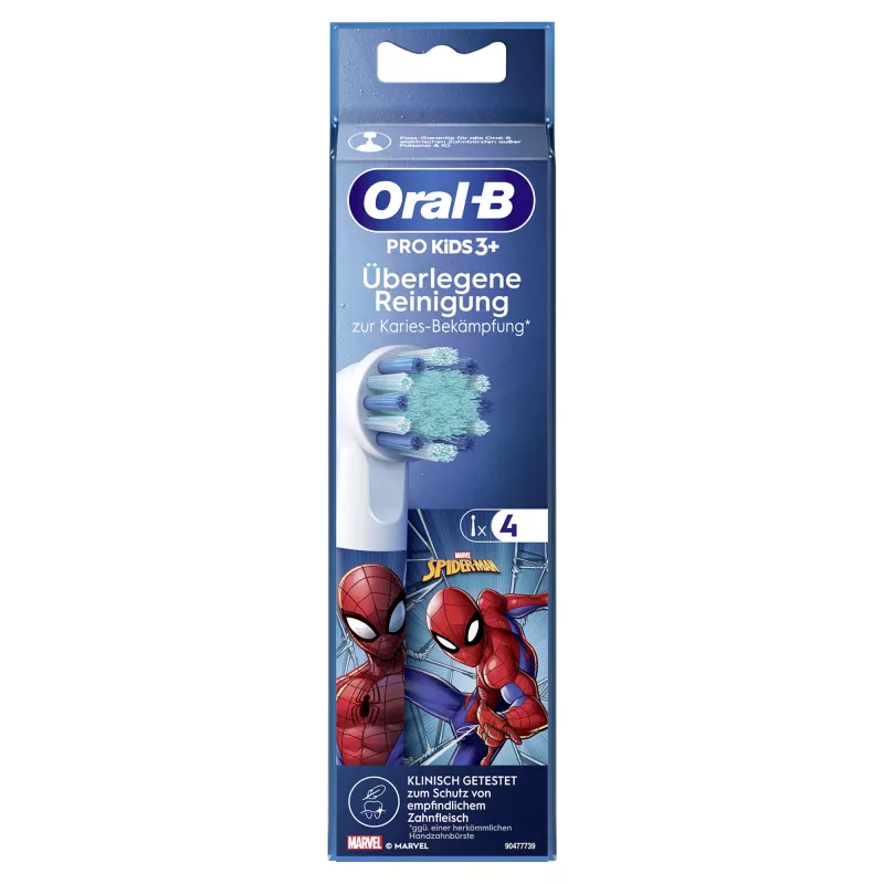 Pakaitiniai dantų šepetėlių antgaliai BRAUN Oral‑B Spiderman 4 vnt., suderinami su Oral‑B rankenomis, modelis 014052