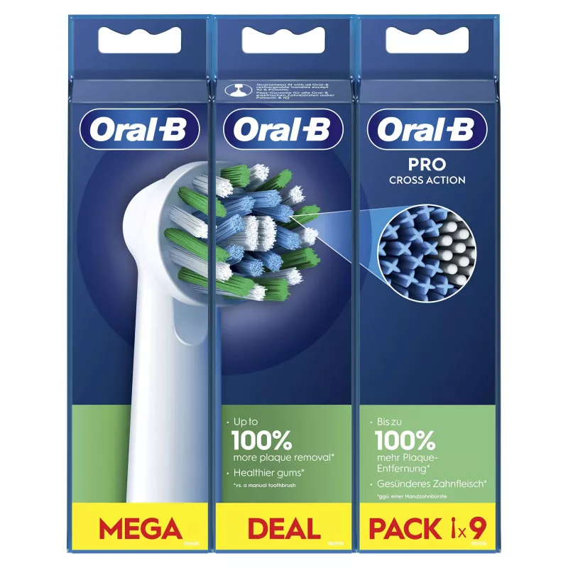 Oral-B CrossAction dantų šepetėlių galvutės 9 vnt. Baltos