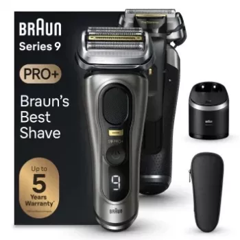 Foil shaver BRAUN Series 9 Pro+ 9565cc — 5 galvučių, drėgnam ir sausam skutimuisi, Li-Ion baterija, 60 min, metalinis