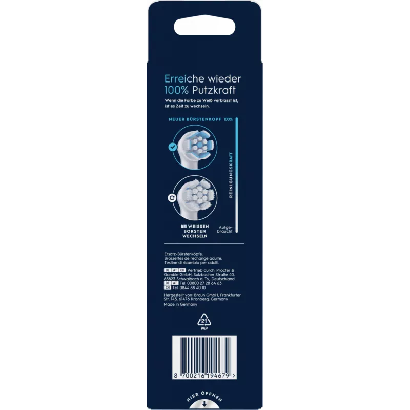 Oral-B 8700216194679 dantų šepetėlio galvutė 6 vnt. Balta