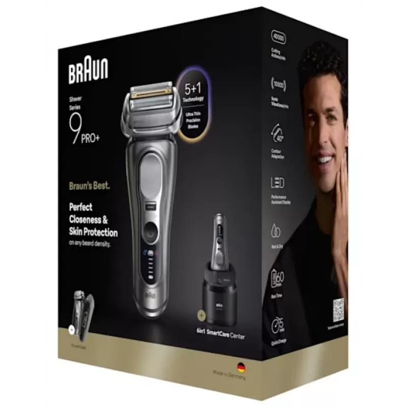Folinis skutimosi peiliukas Braun Series 9 Pro+ 9675cc Pilka Sidabrinė Nerūdijantis plienas