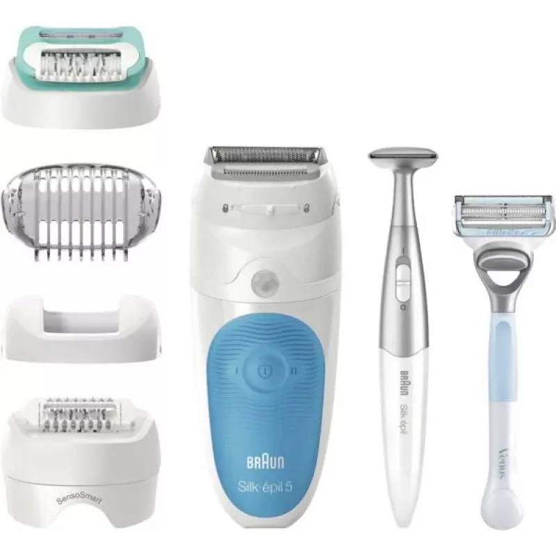 Braun Silk-épil 5 810 +Gillette Venus Trimmer 28 pincetai Mėlyna, Balta
