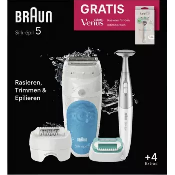 Braun Silk-épil 5 810 +Gillette Venus Trimmer 28 pincetai Mėlyna, Balta