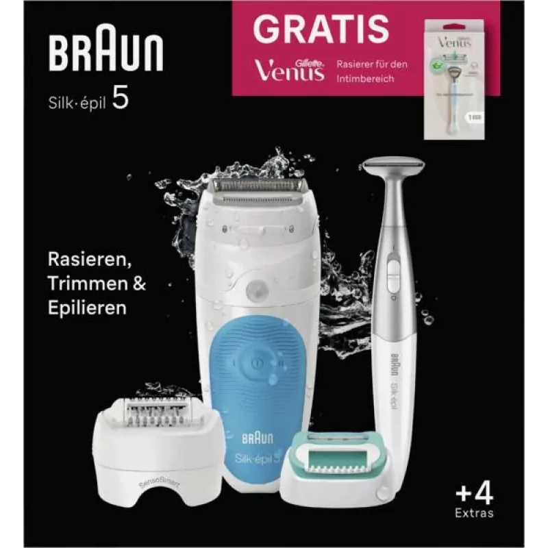 Braun Silk-épil 5 810 +Gillette Venus Trimmer 28 pincetai Mėlyna, Balta