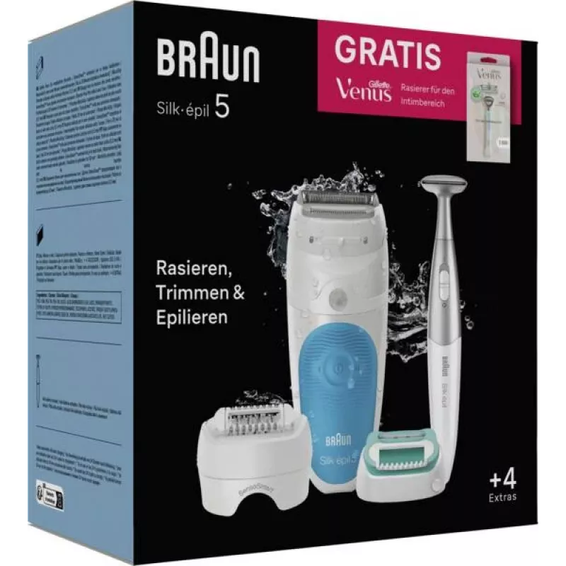 Braun Silk-épil 5 810 +Gillette Venus Trimmer 28 pincetai Mėlyna, Balta