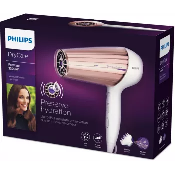 Plaukų džiovintuvas Philips MoistureProtect Sensor HP8280/00 — 2300 W, DC variklis, 6 greičiai, jonizacija, šalto oro pūtimas, violetinė/baltas