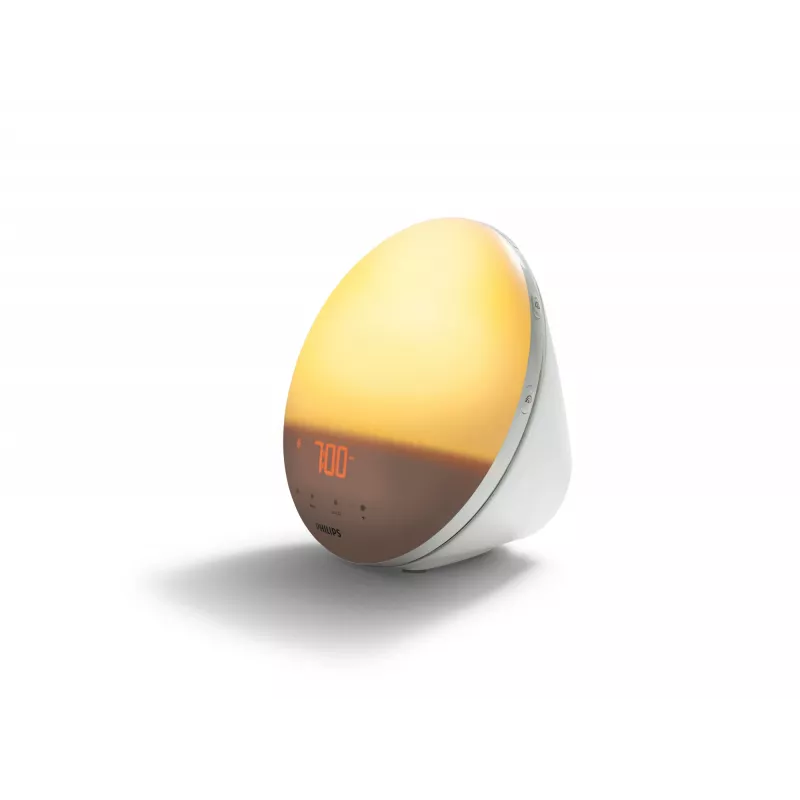 Žadinantis šviesos žadintuvas Philips SmartSleep HF3531/01 — LED saulėtekio aliarmas, 300 lx, 7 garsai, 9 min. atidėjimas