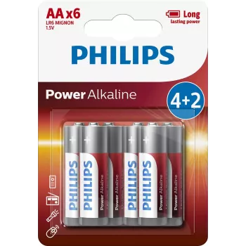 Vienkartinė baterija Philips Power Alkaline baterija LR6P6BP/10