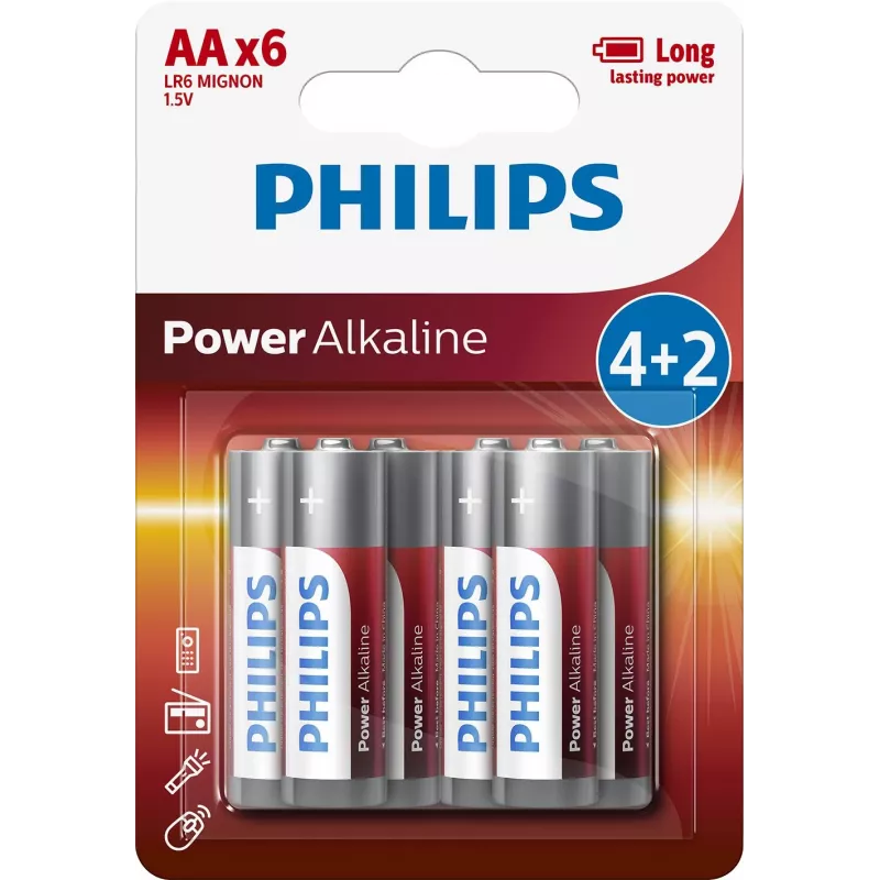 Vienkartinė baterija Philips Power Alkaline baterija LR6P6BP/10