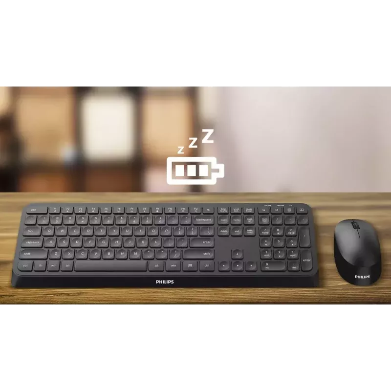 Philips 3000 series SPT6307B/31 klaviatūra, pelė įskaičiuota, universali, RF belaidė, QWERTY, anglų k., juoda