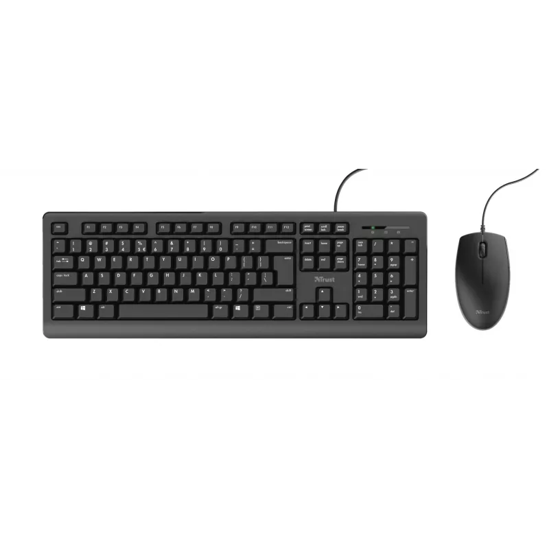 Trust Primo klaviatūra su pele, universali, USB, AZERTY, belgiška, juoda