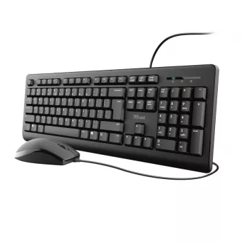 Trust Primo klaviatūra su pele, universali, USB, AZERTY, belgiška, juoda