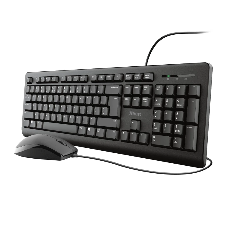 Trust Primo klaviatūra su pele, universali, USB, AZERTY, belgiška, juoda