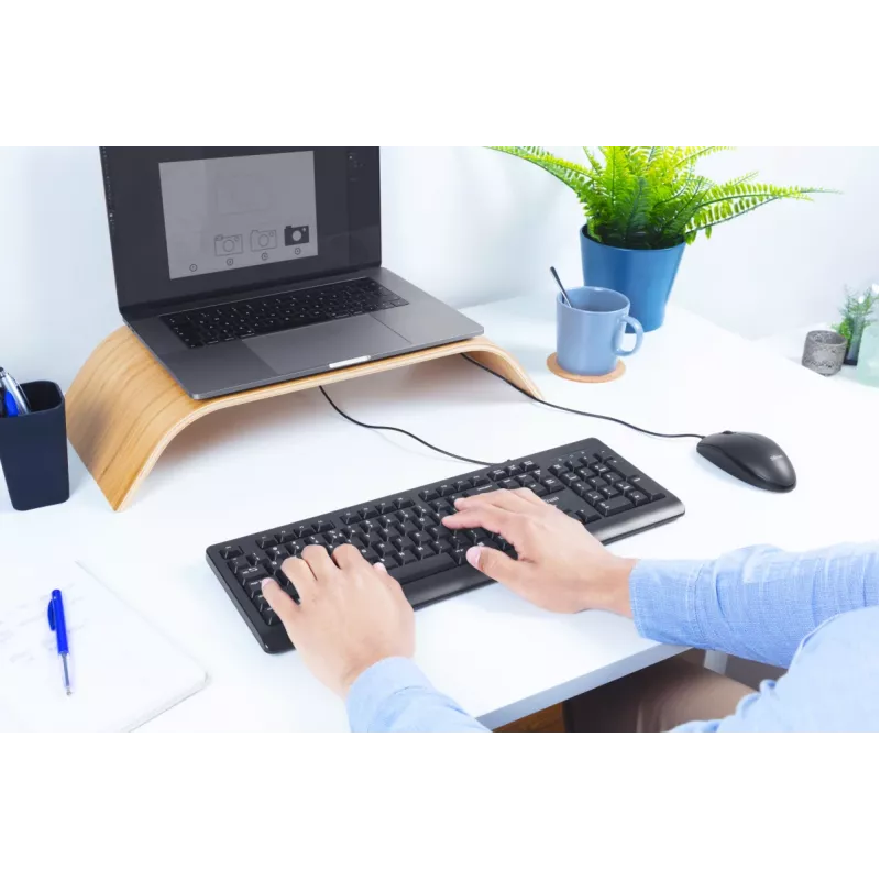 Trust Primo klaviatūra su pele, universali, USB, AZERTY, belgiška, juoda